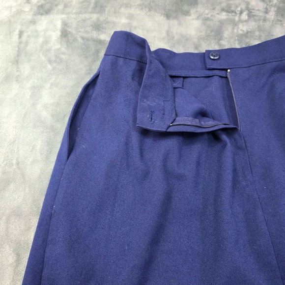 Vintage Worthington Pencil Skirt Womens 14 Navy Blue Midi Wool Blend Career USA - Picture 9 of 14